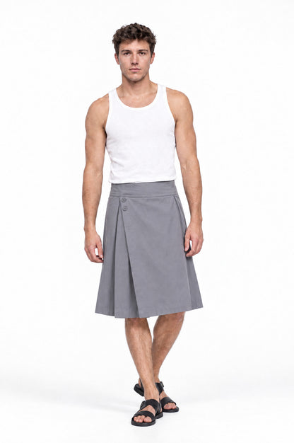 Jupe pour homme BARKER GRIS, vue de face portée par le mannequin