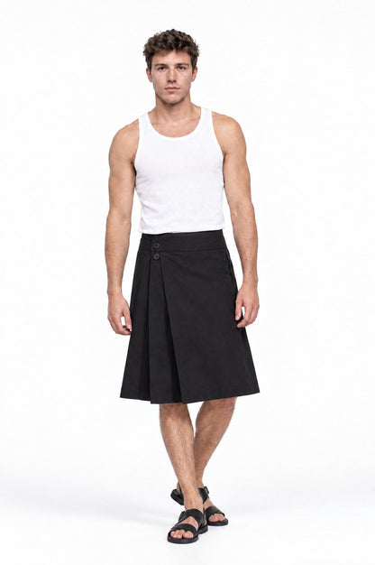 Jupe pour homme BARKER NOIR, vue de face portée par le mannequin
