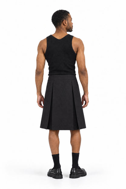 Jupe pour homme BARKER NOIR, vue de dos portée par le mannequin
