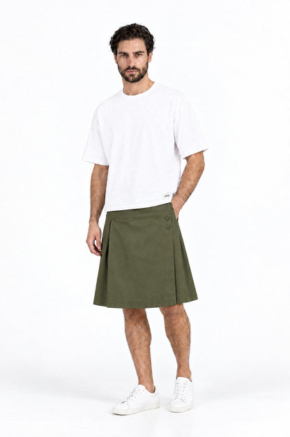 Jupe pour homme BARKER VERT associée à un T-shirt blanc DAVES