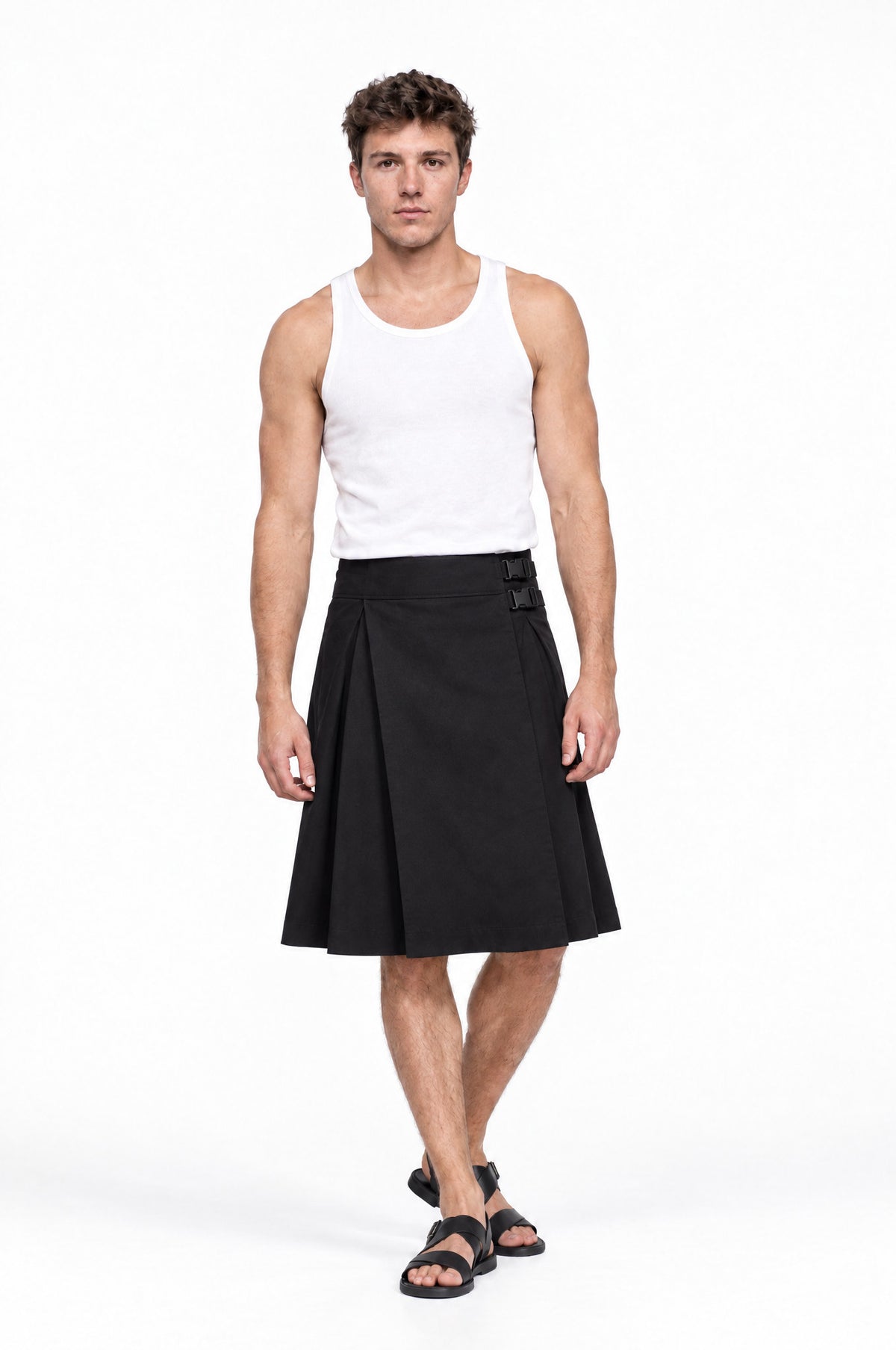 Falda DAVES PERSONALIZADA de hombre, vista frontal sobre modelo