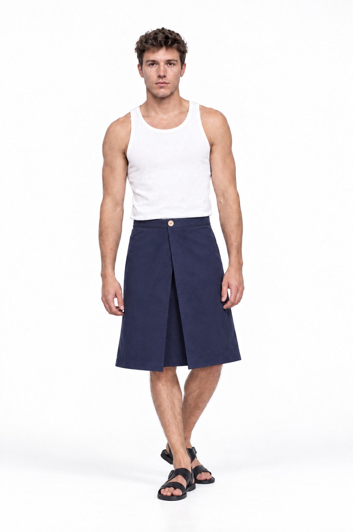 Jupe pour homme HAWKINS BLEU MARINE, vue de face portée par le mannequin