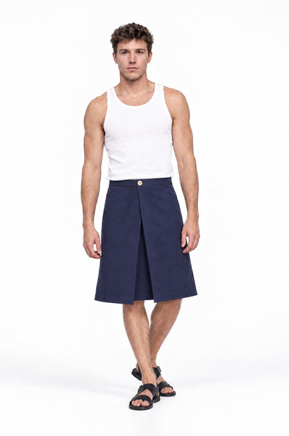Jupe pour homme HAWKINS BLEU MARINE, vue de face portée par le mannequin