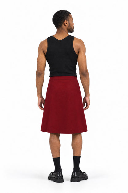 Jupe pour homme HAWKINS BORDEAUX, vue de dos portée par le mannequin