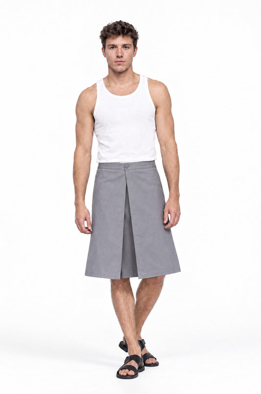 Falda HAWKINS GRIS de hombre, vista frontal sobre modelo