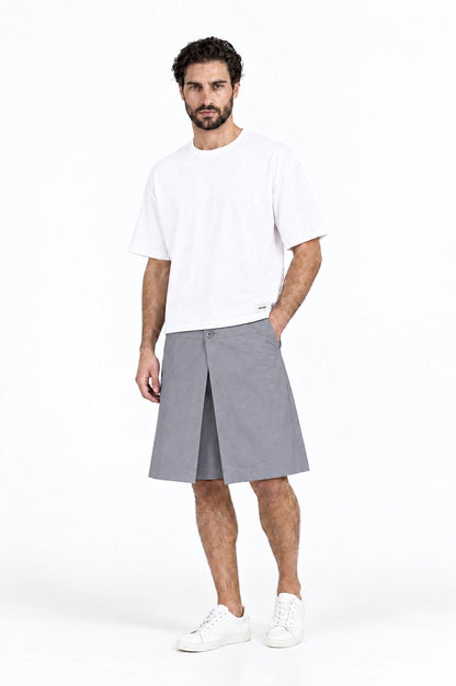 Jupe pour homme HAWKINS GRIS associée à un T-shirt blanc DAVES