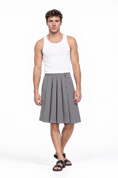 Jupe pour homme SULLIVAN GRIS, vue de face portée par le mannequin
